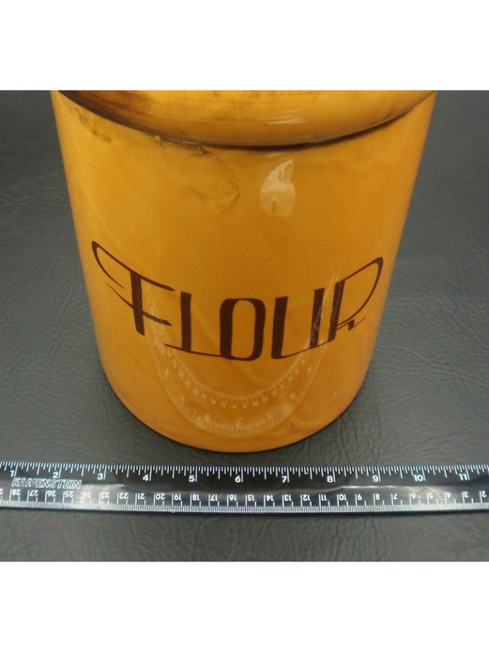 Vintage Mushroom Top Flour Canister Harvest Yellow Brown HOLIDAY DESIGNS - Picture 10 of 11